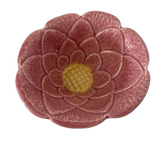 Vintage TIC Pottery Bowl Pink Desert Cactus Flower Collectible Dish Made in USA - Picture 3 of 5